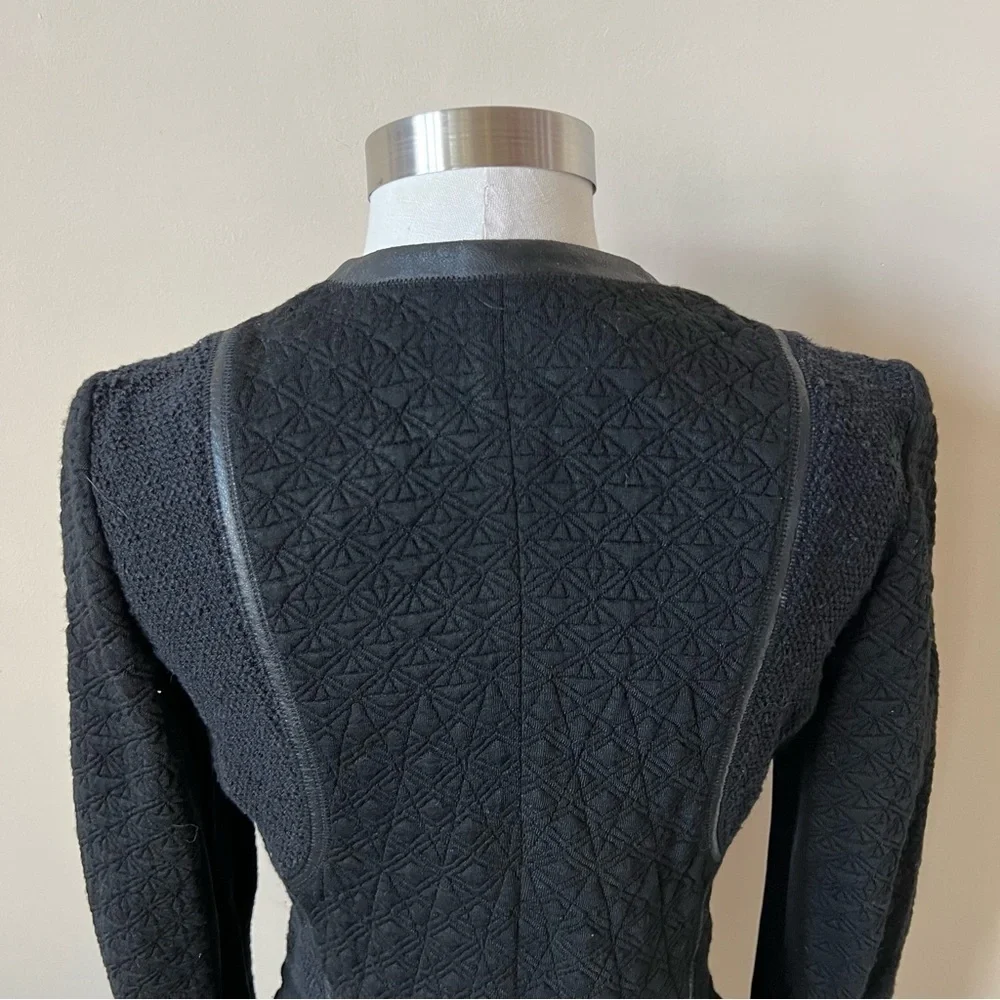 Rebecca Taylor Quilted Faux Leather Trim Moto Jacket 17397